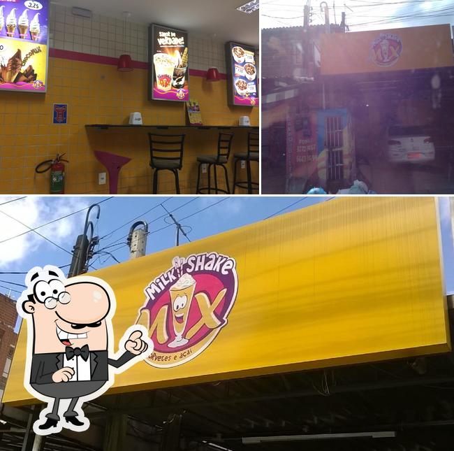 Dê uma olhada a foto ilustrando exterior e interior no Milk Shake Mix Sorvete