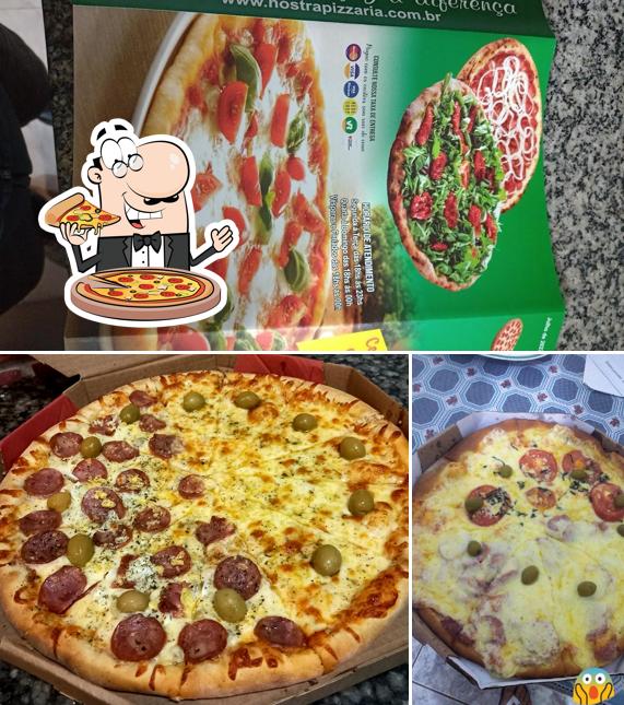 Escolha pizza no Nostra Pizzaria