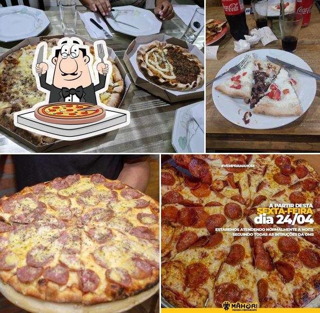 Escolha pizza no Mahori Pizzaria