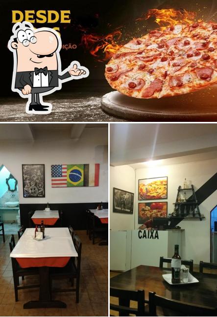 Entre diversos coisas, interior e pizza podem ser encontrados no Pizzaria MeM - Desde 1996