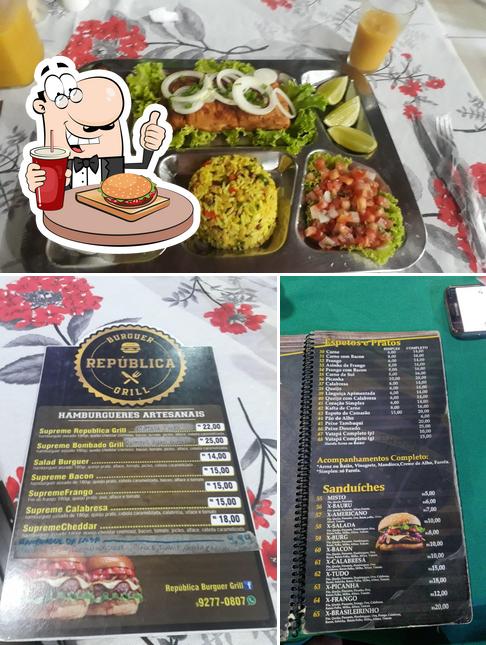 Experimente um hambúrguer no Brasileirinho Espetinho Restaurante E Pizzaria