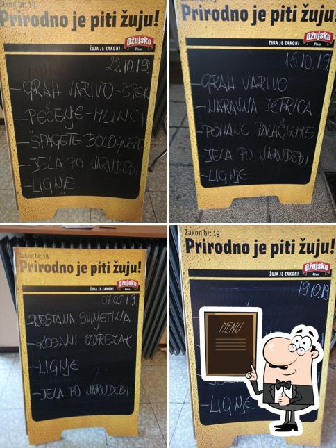 Restoran Adria- Bjelovar présente un tableau affichant le menu