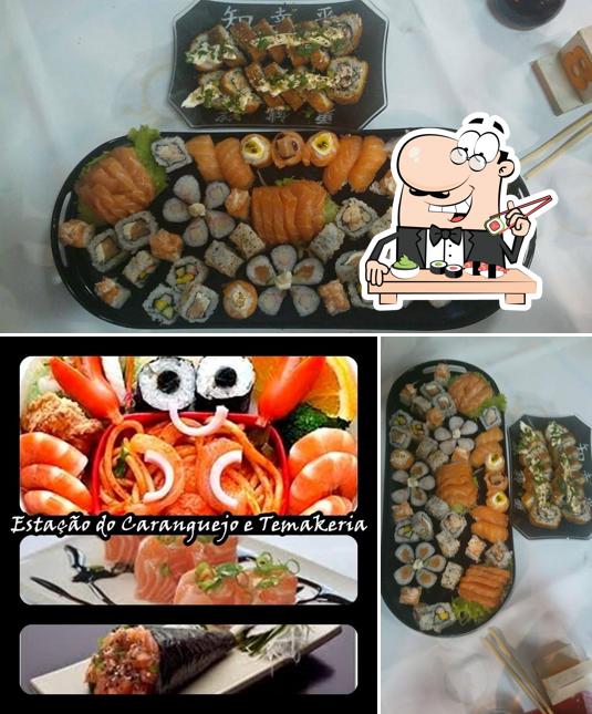 Rolos de sushi são oferecidos por Estação do Caranguejo