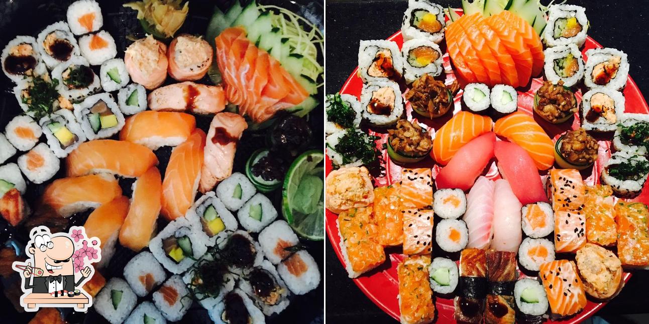 Rolos de sushi são oferecidos por Or Gastronomia