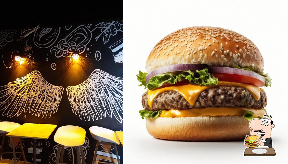 Try out a burger at sandwizza Cafe