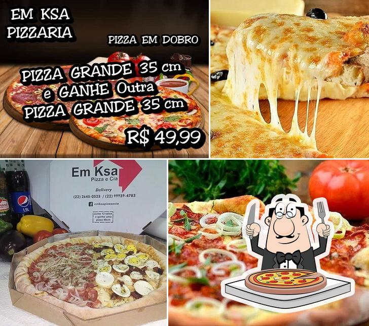 Escolha pizza no Em Ksa Pizzaria