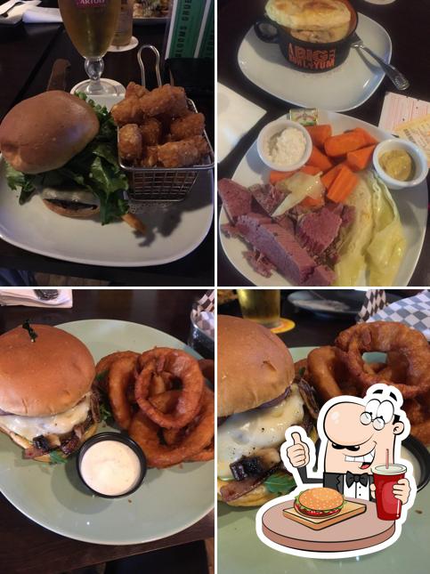 Get a burger at Blooms Irish Pub