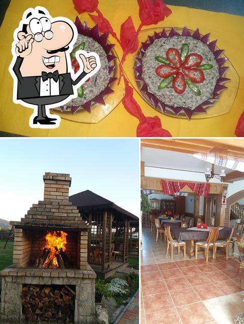 Take a look at the photo showing interior and food at Pensiunea Laguna Albastra