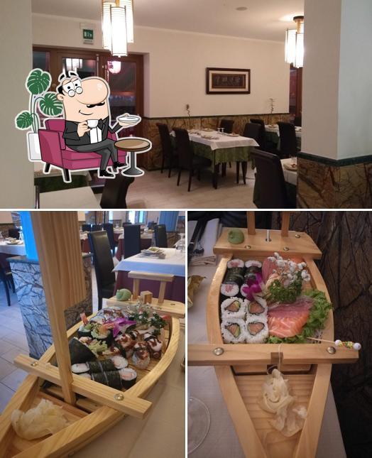 Dai un'occhiata agli interni di Sushi San