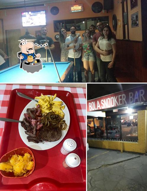 A comida e interior do restaurante