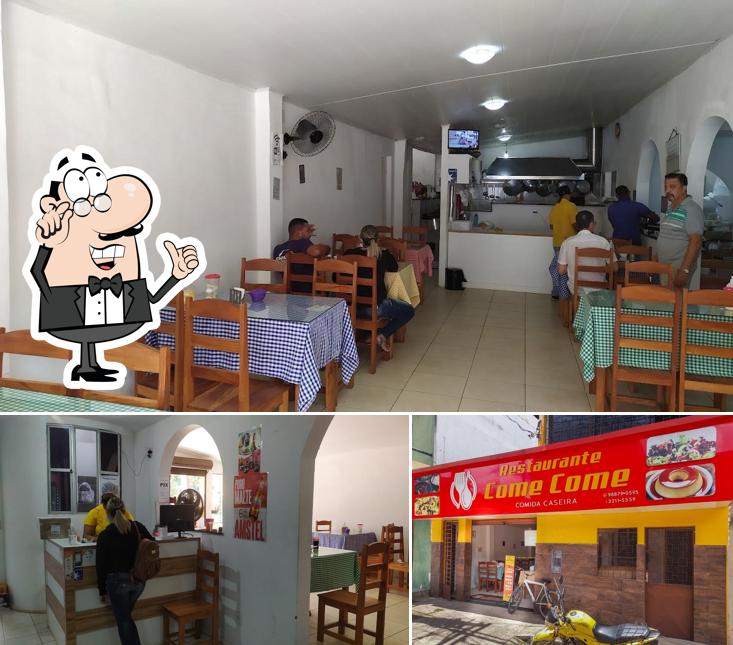 Entre diferentes coisas, interior e exterior podem ser encontrados no Restaurante come come