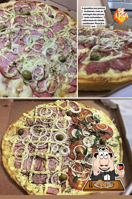 Escolha pizza no Pizzaria Beira Rio