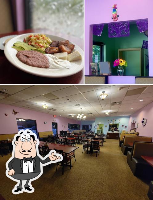 The picture of interior and food at Los Paisanos