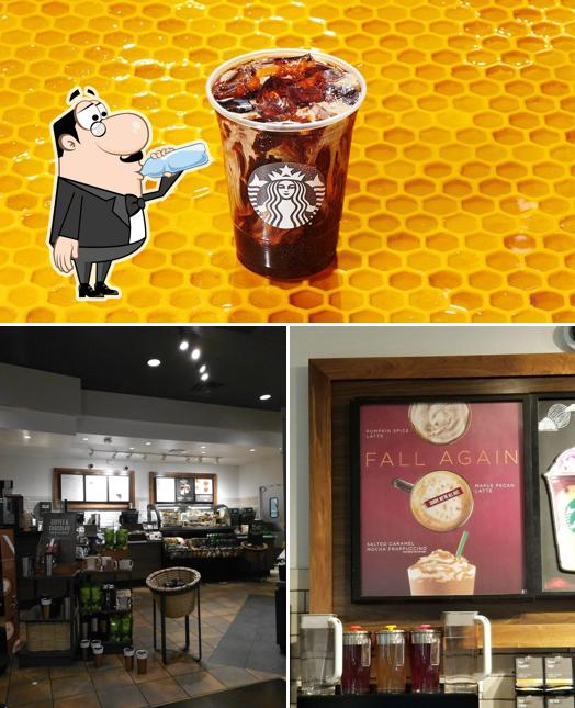 Among various things one can find drink and interior at Starbucks