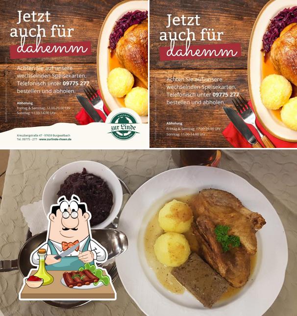 Prenez des repas à base de viande à Gasthof Zur Linde