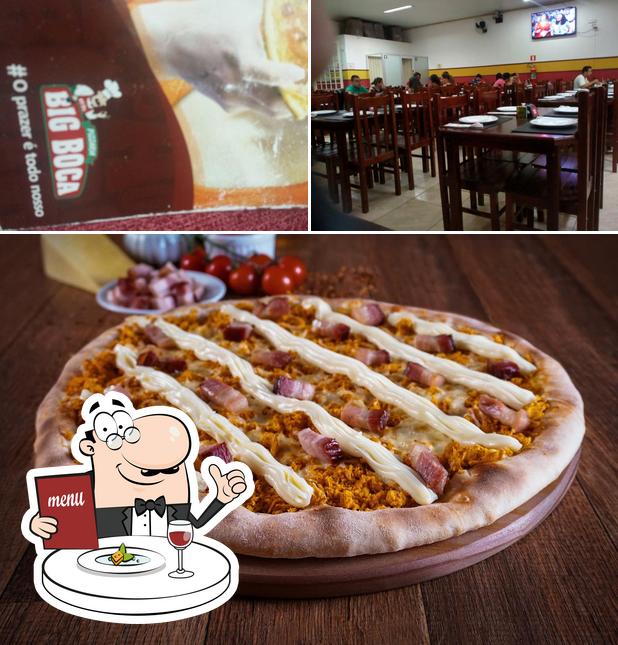 A imagem a Pizzaria Big Boca’s comida e interior