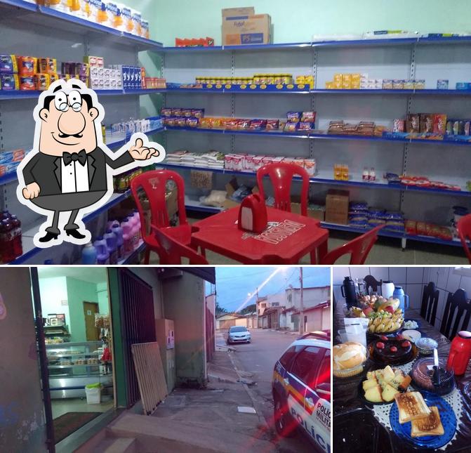 A ilustração da interior e exterior no Panificadora Melo