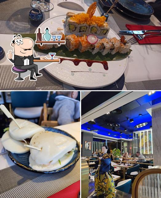 Check out the photo showing interior and sushi at Toki Sushi