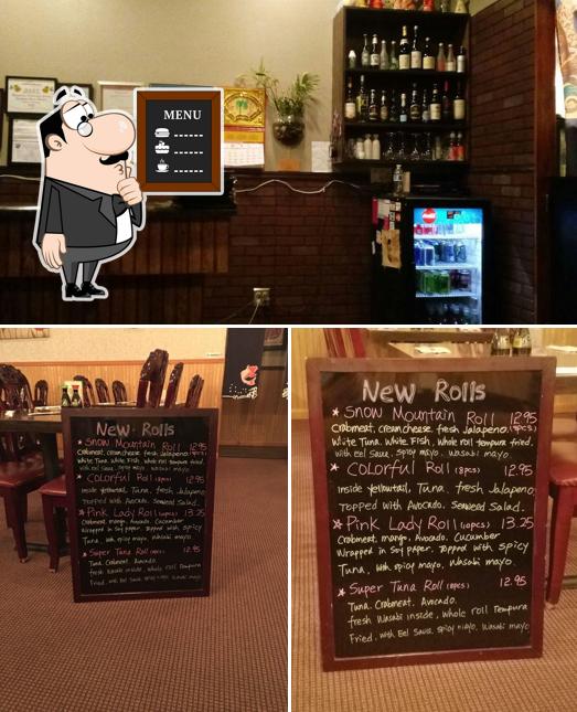 Fuji Japanese Restaurant is distinguished by blackboard and wine