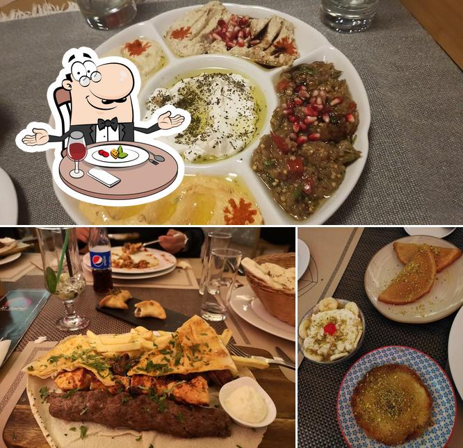 Observa las fotografías que muestran comedor y comida en Al Za'atar