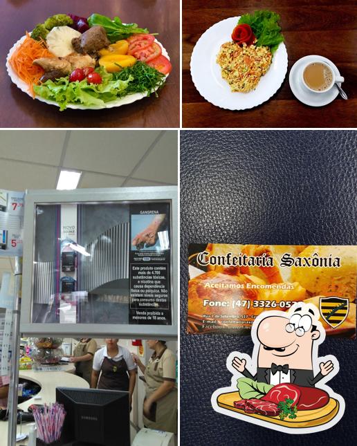 Experimente refeições de carne no Confeitaria Saxônia