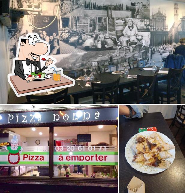 Voici la photo représentant la nourriture et table à manger sur Pizza Nonna