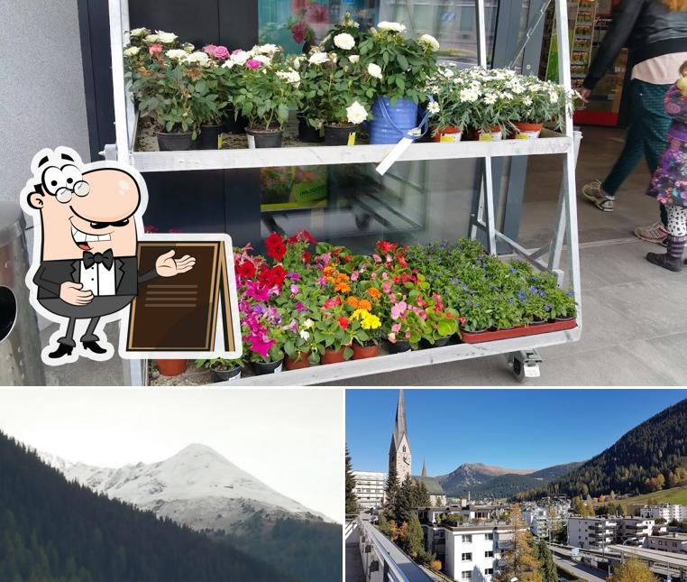 Goditi la vista dall'area esterna di Coop Restaurant Davos