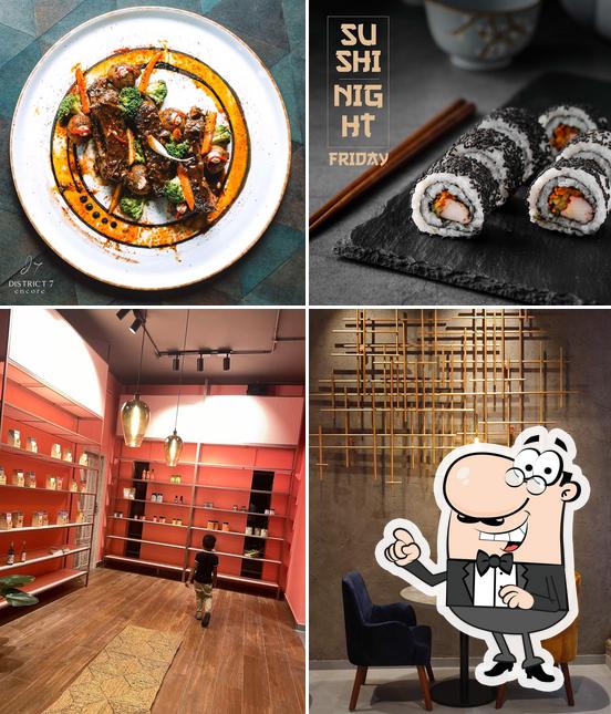 The photo of interior and food at District 7 Encore