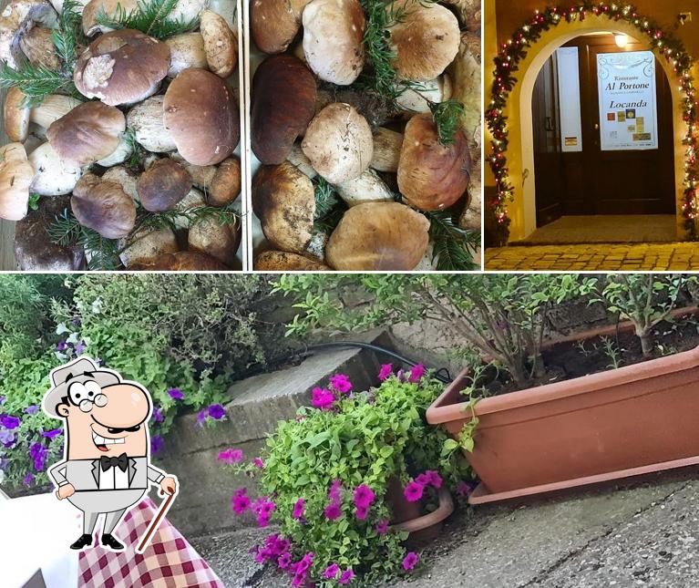 Questa è la foto che presenta la esterno e cibo di RISTORANTE LOCANDA AL PORTONE