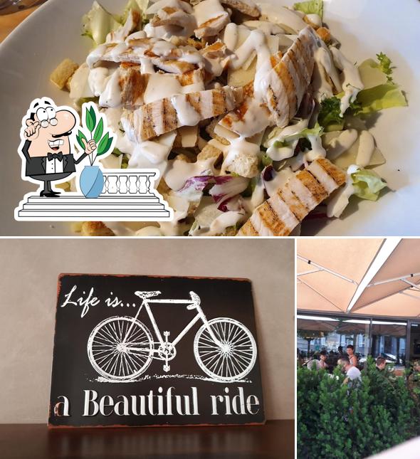 La esterno e cibo del ristorante