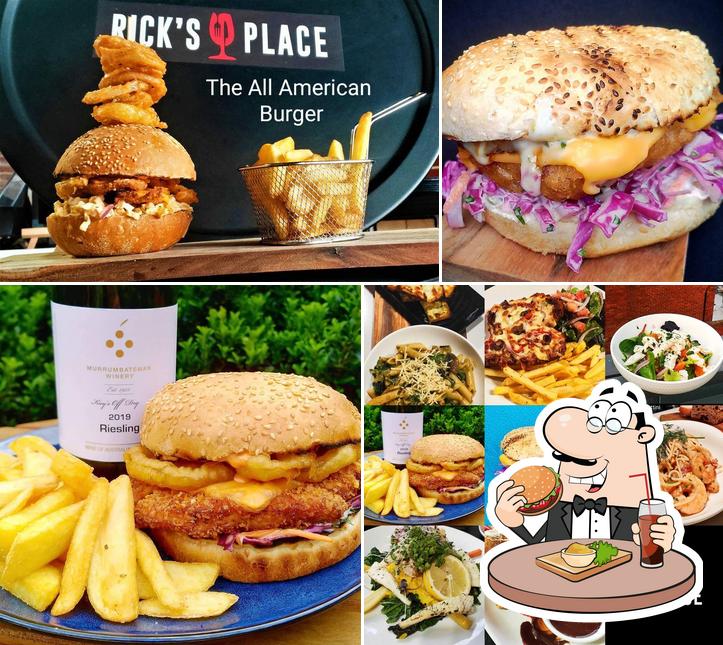 Order a burger at Rick's Place - Italian/Modern Seafood Cafe/Restaurant