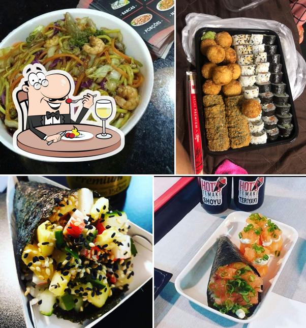 Platos en Hots Temaki express Sushi ( sushi, Yakissoba , camarão, ceviches, big hot,shopping,Santa maria df sashimi,poke)