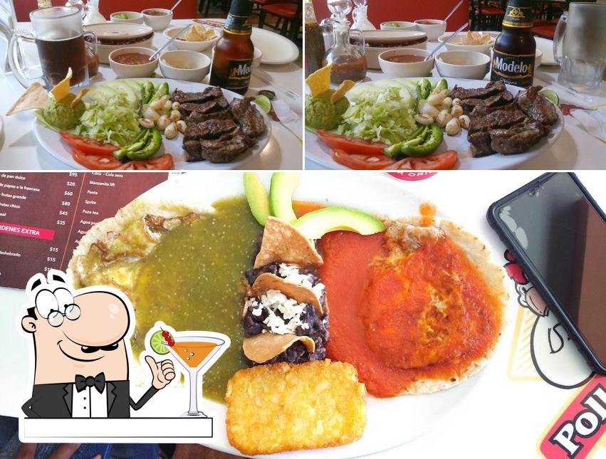 This is the picture depicting drink and food at Pollo Feliz Itzaes