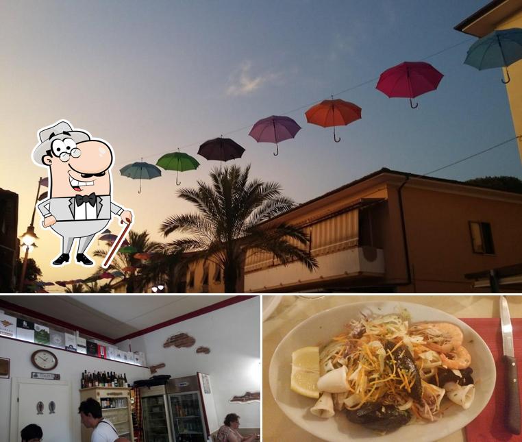 La esterno e cibo del ristorante