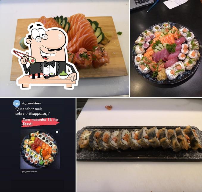 Rolos de sushi são disponibilizados no Sapporo