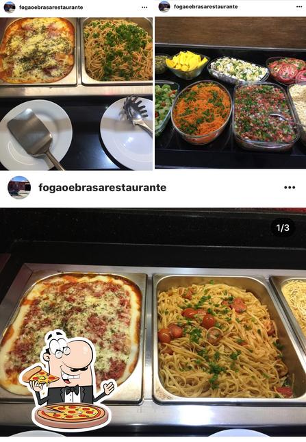 Escolha pizza no Fogao e Brasa Restaurante e Churrascaria