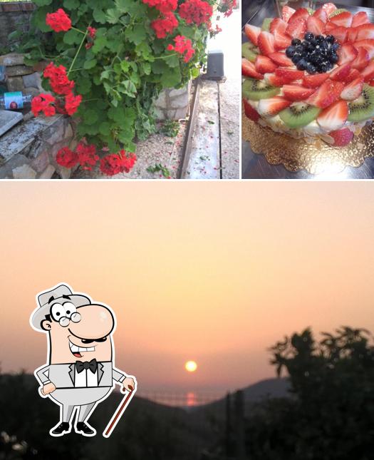 La esterno e cibo del ristorante