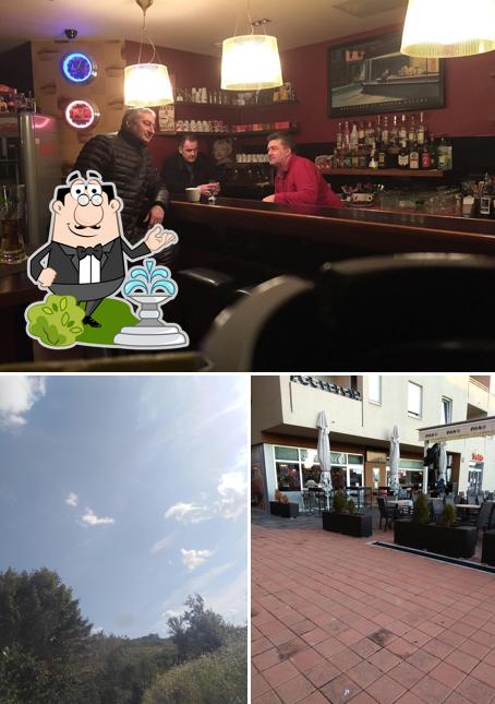 La esterno e bancone da bar del ristorante