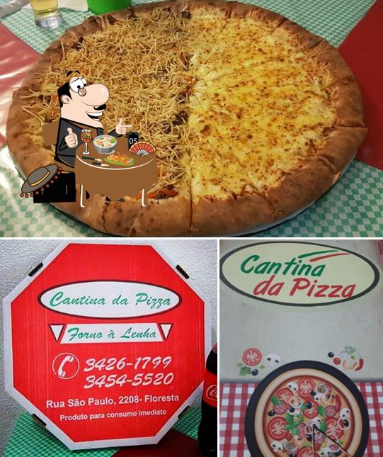 Comida em Cantina da Pizza