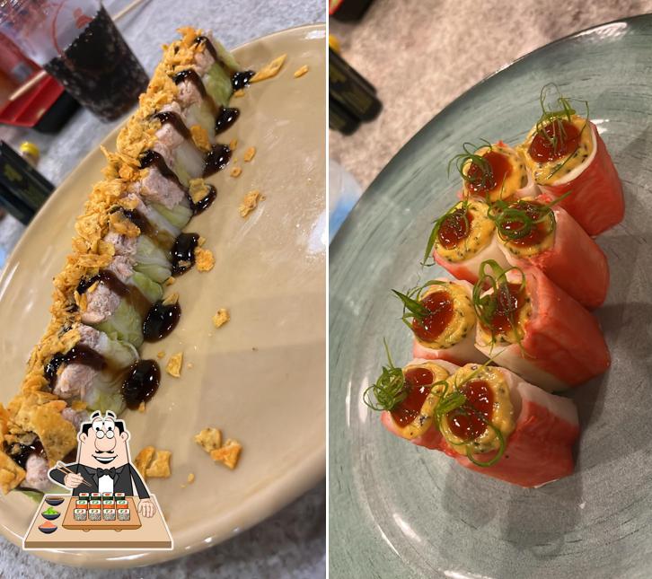 Rolos de sushi são servidos no Santo Sushi