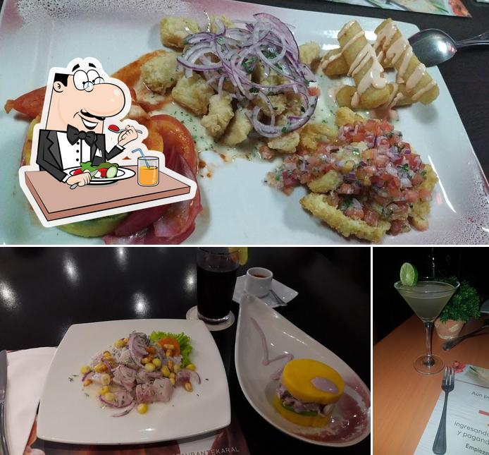 This is the picture depicting food and alcohol at Karal Cevicheria Domicilios