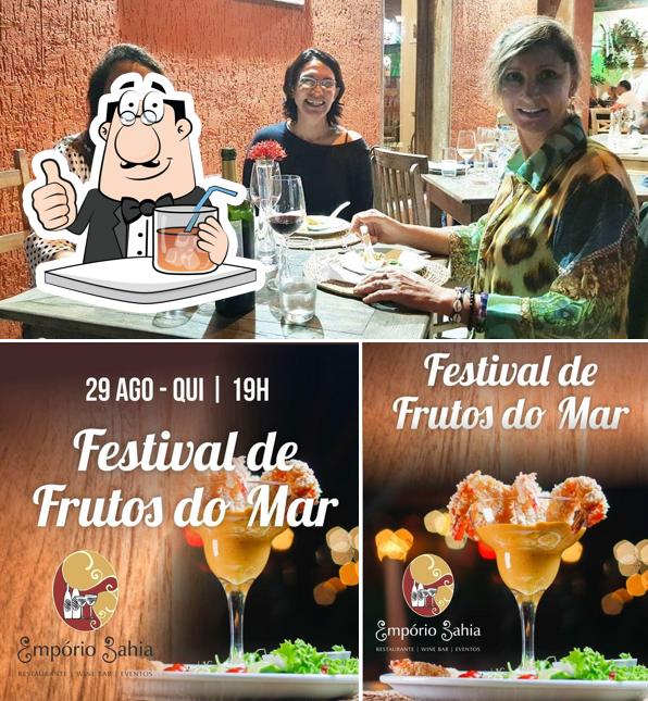 Esta é a ilustração mostrando bebida e interior a Empório Bahia