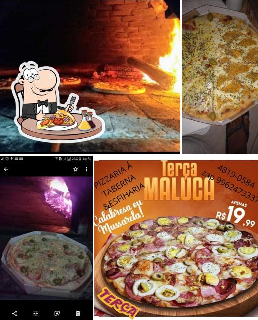 Consiga pizza no A Taberna Pizzaria e Esfiharia