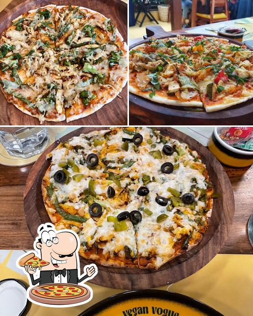 Try out pizza at Vegan Vogue
