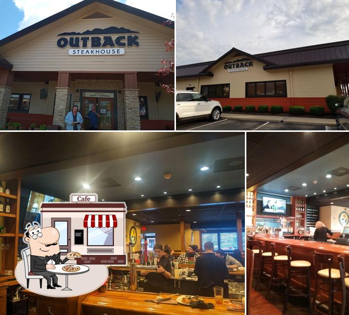 Outback Steakhouse is distinguished by exterior and bar counter