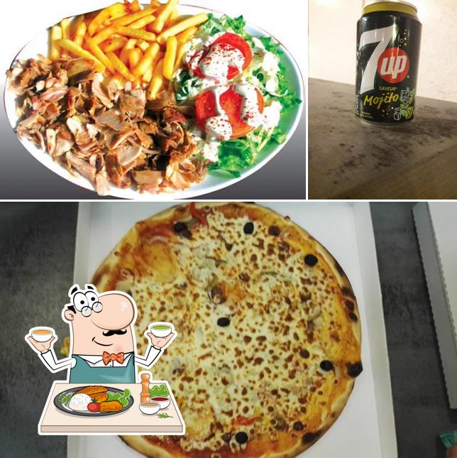 Parmi les différentes choses de la nourriture et la bière, une personne peut trouver sur (kebab & tacos & poulet crousty & pizza