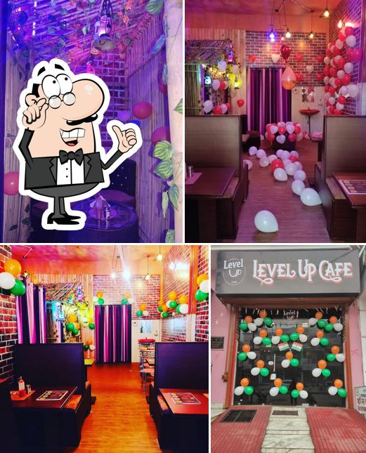 The interior of Level up cafe