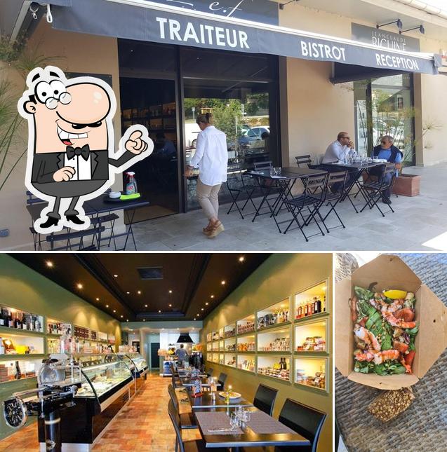 L’image de la intérieur et burger de L'é.f’s