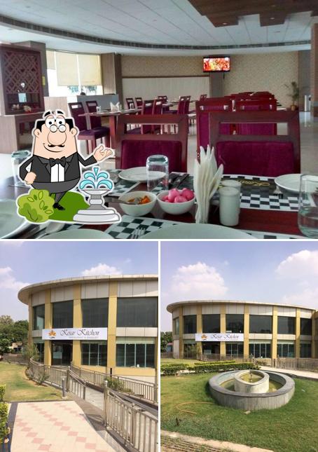 Check out the image depicting exterior and dining table at Kesar Kitchen