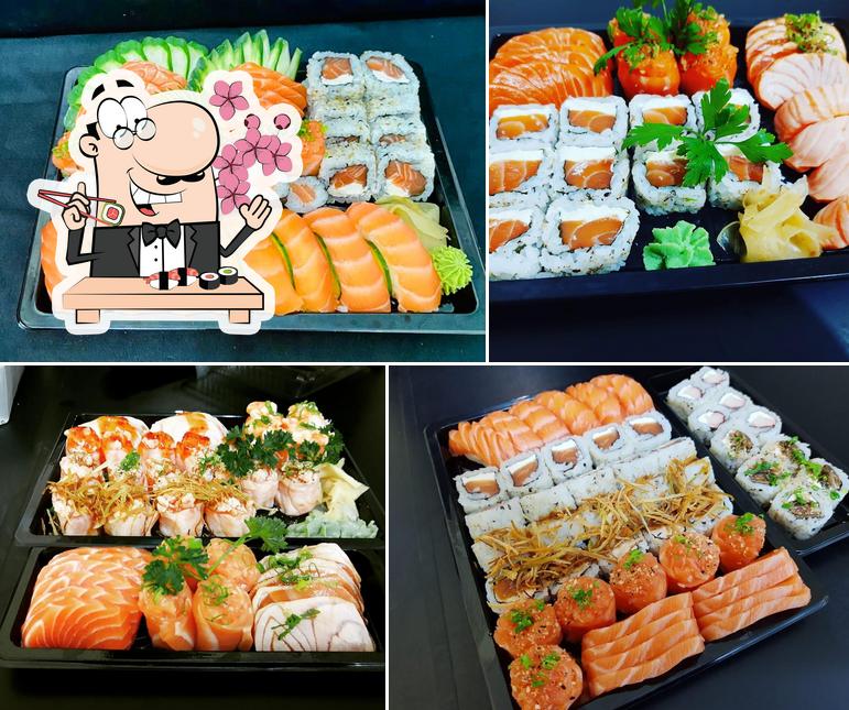 Rolos de sushi são oferecidos por Tanabata Sushi Delivery